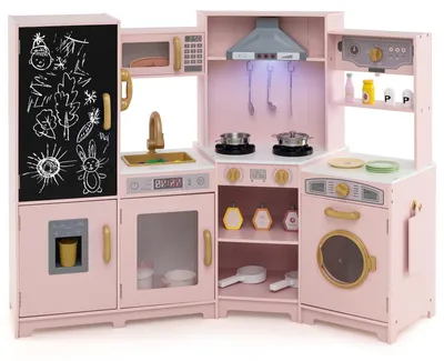 Produktbild von Kinderküche mit Licht und Sound Eck Spielküche Holz Holzküche Rosa