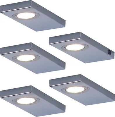 Produktbild von Rolux 5er-Set LED Leuchte LEON - 5 x 3 W, Edelstahl, 3200 K warmweiß, inklusive Konverter und Masterschalter; 141525