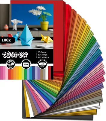 Productafbeelding van Gekleurd gekleurd papier - A4 - 120 g - M² - Kleurrijk papier - Knutselpapier - 20 kleuren - Origami