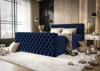 Produktbild von Figo IV B&B Home Boxspringbett Figo IV, 160x200 cm, Dunkelblau, ruhige Formensprache und wohnliche Ausstrahlung für moderne und klassische Schlafzimmer