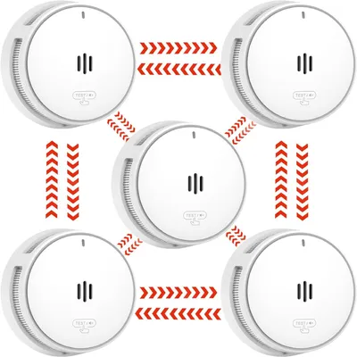 Immagine prodotto di Rilevatore di fumo, 5 pezzi, allarme wireless, batteria con durata di 10 anni, EN14604