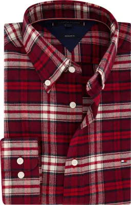 Produktbild von Tommy Hilfiger rotes Hemd kariert Regular Fit Baumwolle