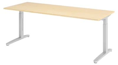 Produktbild von bümö Schreibtisch Serie-XB - Nachbildung Ahorn, Gestell: Silber, Größe:  200 x 80 cm