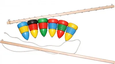 Produktbild von Holzspielzeug Kreisel mit Peitsche Länge Peitsche 45 NEU