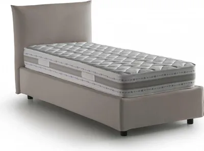 Produktbild von Einzelbett Dbut, Containerbett mit Stoffbespannung, 100%  Italy, Frontöffnung, inklusive Matratze 80x190 cm, Turteltaube