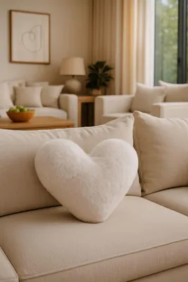 Produktbild von Evila Originals, Heart - White, Kissen, Weiß, 100 % Polyester, 38 x 33 x 9 cm