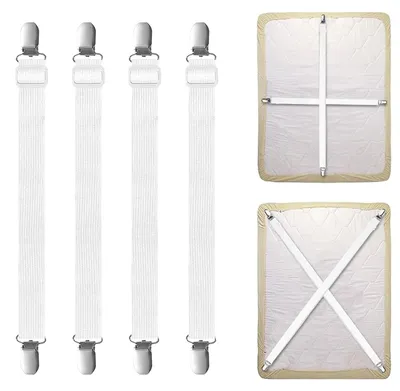 Imagen del producto de Abrazaderas ajustables para sábanas, de 30 a 130 cm, paquete de 4 unidades, para sujetar sábanas