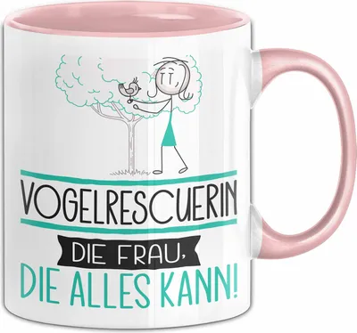 Produktbild von Vogelrescuerin Geschenk Tasse Becher Die Frau Die Allen Kann Geschenkidee für eine Vogelrescuerin Lustig (Rosa)