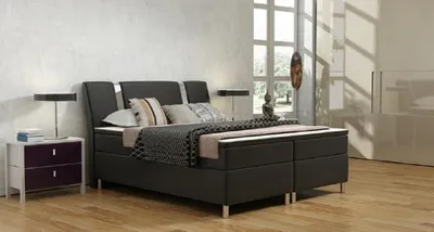 Produktbild von Boxspringbett Hotel Betten Polster Leder Bett inkls. Matratze & Visco Lederbett