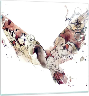 Produktbild von Bilder auf glas - Vogel Abstraktion - 50x50cm - Glasbilder - Wandbilder - Kunstdruck - zum Aufhängen bereit - Wanddekoration aus Glas - Glas Bilder - Wandbild auf Glas - Einteilig - GAC50x50-4109