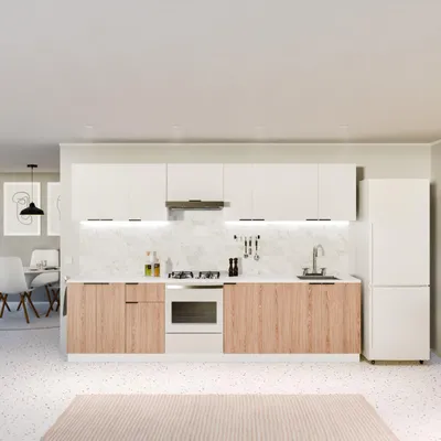 Produktbild von Blumfeldt Küchenschrank Mit Arbeitsplatte - Modernes Regal Mit 30 mm MDF-Arbeitsplatte, Verstellbaren ABS-Füßen, Melaminbeschichteter Oberfläche, Weiß-Eiche Finish, Praktische Regaleinteilung