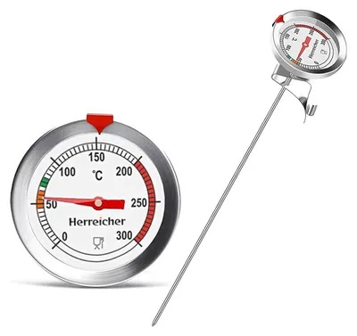 Productafbeelding van Vleesthermometer frituurthermometer - Analoog - Roestvrij staal - 0 tot 300 °C - Met klip
