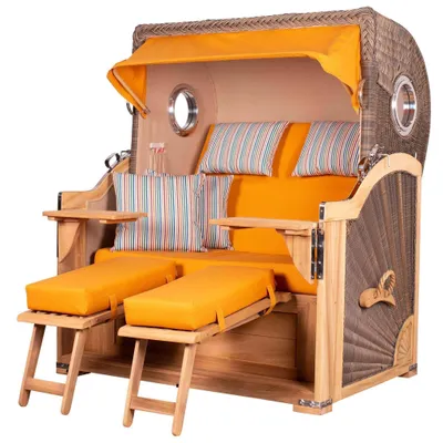 Produktbild von Strandkorb-Set - bene living - Königssee Teak - PE grau- Modell 586 - inkl. Liftersystem