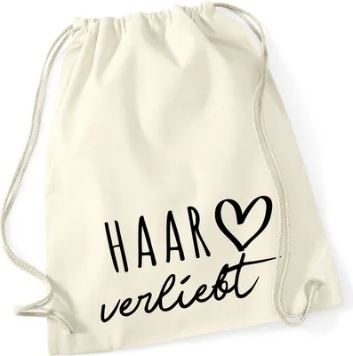 Produktbild von Huuraa Turnbeutel Haar verliebt 12 Liter Natural Baumwolle Rucksack Geschenkidee