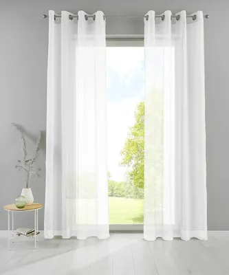 Produktbild von 2er Set Ösengardinen HxB 225x140 cm Weiß Transparent »Basel« Gardine Bleiband Store Vorhang, 20332TR2