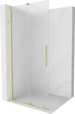 Obrázek produktu pro Mexen Velar sprchová stěna posuvná Walk-in 120 x 200 cm, mléčné sklo 8 mm, kartáčovaný zlato - 871-120-000-33-55