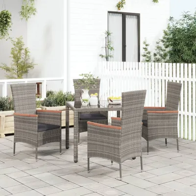 Produktbild von The Living Store Gartenstühle mit Kissen 4 Stk. Poly Rattan Grau