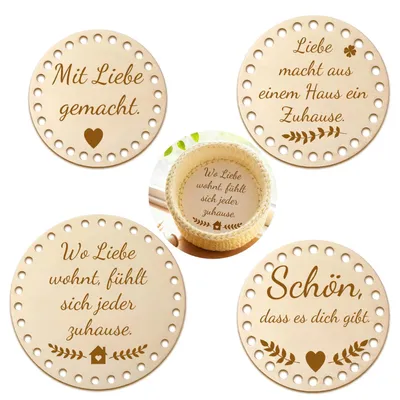 Produktbild von Holzböden für Häkelkörbe - 4-teiliges Set - Zum Korbflechten - Rund