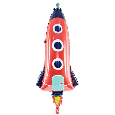 Image de Ballon en plastique Fusée 115cm, rouge