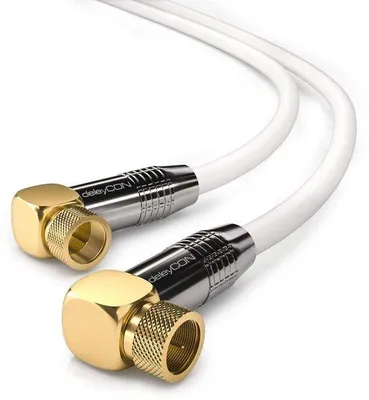 Productafbeelding van SAT Antennekabel 3,0m Coaxiale Kabel met 2x Hoekige F-Stekker voor HDTV