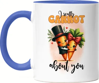 Produktbild von I Really Carrot About You Liebe Karotte Spruch Tasse Blau