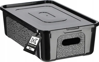 Produktbild von KADAX Kunststoffbehälter 5L mit Deckel, schwarzer abschließbarer Box-Organizer