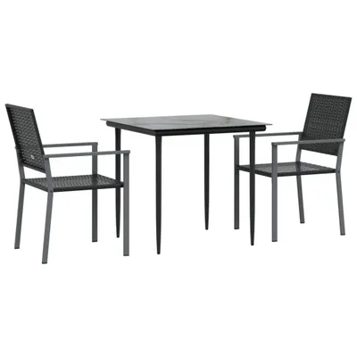 Image de vidaXL Ensemble de jardin 3 pièces Poly rotin et acier