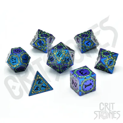 Produktbild von Glassstaff - Twilight Grove Metal RPG Dice Set - CritStones Dice