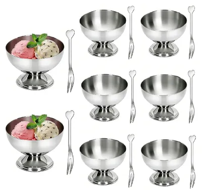 Produktbild von Solidchoice – 8 Edelstahl-Eisbecher für Desserts und Snacks