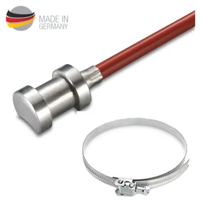 Produktbild von Anlegetemperaturfühler Silikon bis 250°C inkl. Metallspannband – NTC10K / PT1000, Germany - PT1000 Anlegefühler