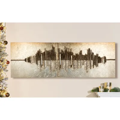 Produktbild von Gilde Bild, rechteckig, "Altinoh", abstraktes Motiv, Holz, Kunstharz, champagnerfarben, goldfarben, VE 1, L. 6.5 cm, B. 150 cm, H. 50 cm 38407 4063387384077