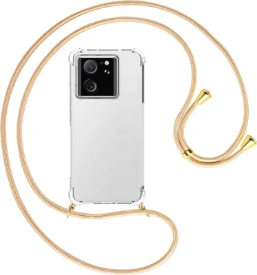 Produktbild von Handykette Backcover-Schutzhülle mit Band (Metall goldfarben) für Xiaomi 13T Pro (6.73'') - Goldkordel