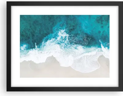 Produktbild von Gerahmtes Poster - Schwarzer Rahmen - Luftaufnahmen Strand Welle - 40x30 cm - Wand Bild - Wanddeko - Wandbilder - Kunstposter - Wandposter - Bilderrahmen - Bilder - Kunstdruck - P2BAA40x30-4686