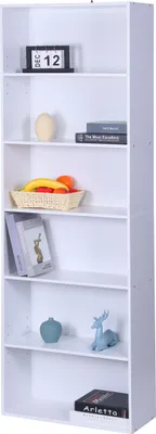 Immagine prodotto di Libreria Relaxdays, A x L x P: 178,5 x 60 x 24 cm, 6 ripiani, ripiani regolabili, libreria, scaffale da salotto, bianco