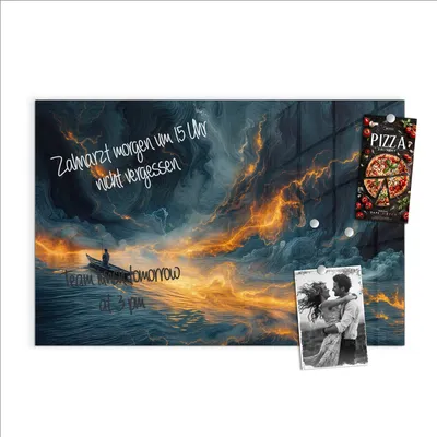Produktbild von Magnettafel 90x60cm Pinnwand Whiteboard beschreibbar - Feuer und Wasser