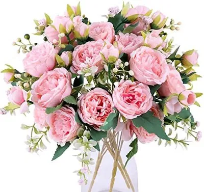 Produktbild von 4 Bündel Pfingstrose Künstliche Blumen Rosa Blumen Seidenpfingstrosen Blumensträuße für Hochzeit Partei Tischaufsätze Blumenarrangement Heim Küche Dekor