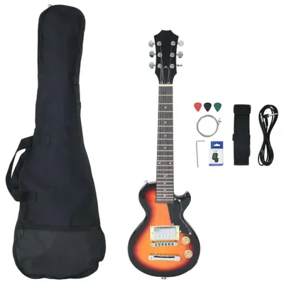 Zdjęcie produktu dla vidaXL Gitara elektryczna dla dzieci z pokrowcem brązowo-czarna 3/4 30"