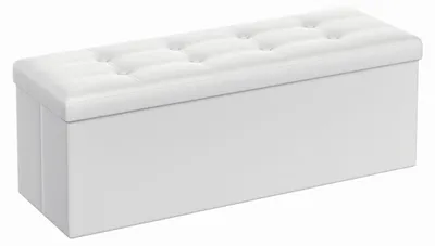 Produktbild von Klappbare Aufbewahrungsbank aus weißem Kunstleder 110cm