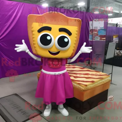 Imagen del producto de Disfraz REDBROKOLY de mascota Magenta Grilled Cheese Sandwich vestido con un vestido de gala y anteojos
