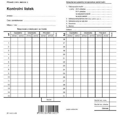 Produktbild von 1145 - Kontrolní lístek píchačka dvojitá