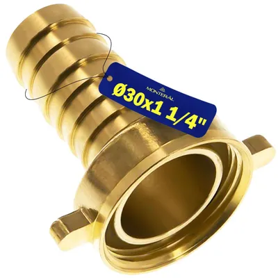 Zdjęcie produktu dla Złączka Messingowa do podłączenia węża, średnica 30 mm, gwint wewnętrzny 1 1/4", do instalacji wodociągowych