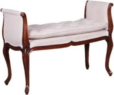 Produktbild von Casa Padrino Luxus Barockstil Mahagoni Sitzbank Weiß / Braun 105 x 44 x H. 74 cm - Barock & Jugendstil Möbel