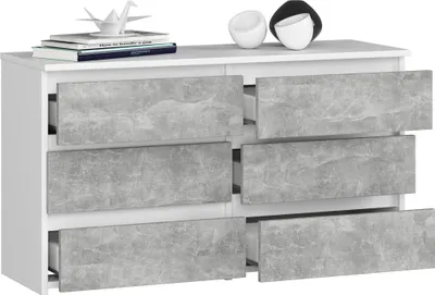 Immagine prodotto di BDW, cassettiera, 6 cassetti, 100x57, armadio, credenza, bianco / cemento