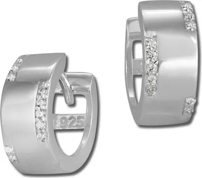 Produktbild von SilberDream Creolen 13mm weiß Ohrringe Sterlingsilber Zirkonia Damen D2SDO385W