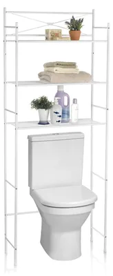 Produktbild von Toilettenregal MARSA mit drei Ablageflächen – Vielseitiges Standregal, WC- und Waschmaschinenregal in Weiß, Perfekt für Waschküche