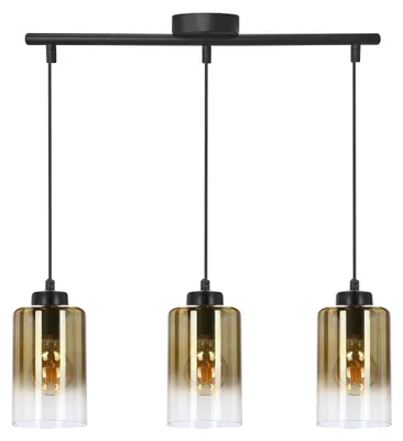 Immagine prodotto di Lampada moderna a sospensione sopra il tavolo da pranzo ASPRA - 3xE27, 60W, nero / ambra
