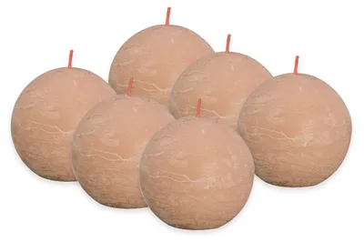 Produktbild von Bolsius Rustik Kugelkerze - Hellrosa - 6 Stück - Ø 7.6 cm - Dekorative Kerze - L