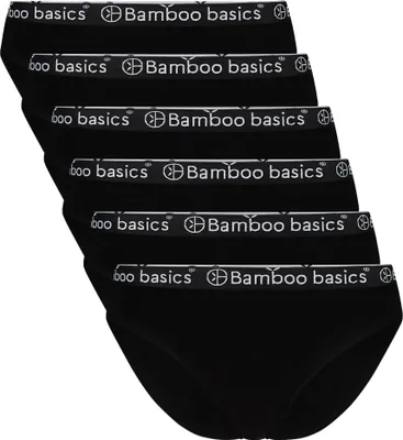 Produktbild von Bamboo basics Damen Slips YARA, 6er Pack - Logo-Bund, atmungsaktiv, Single Jersey Schwarz XL