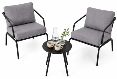 Produktbild von KOMFOTTEU 3-teiliges Gartenmöbel Set mit Couchtisch & 2 Sessel