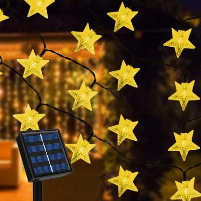 Solar-Lichterkette Sterne, 7 m, 50 LEDs, 8 Modi, warmweiß